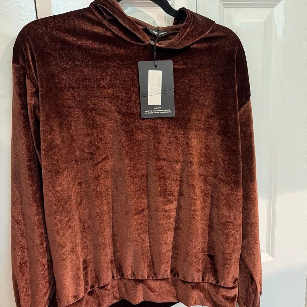 Brown Velvet Hoodie - Picture 2 of 6